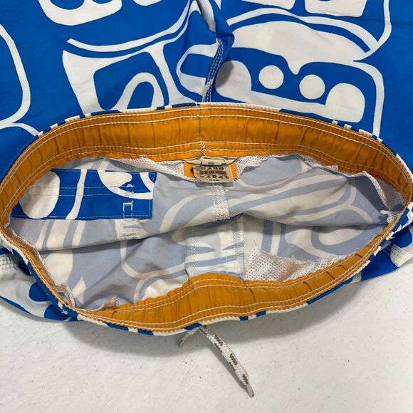 Lands End Shorts Boys Medium Blue Trunks Bottoms Swimwear Drawstring Hawaiian - Picture 8 of 9